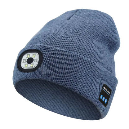 Versatile 3-in-1 Bluetooth Beanie with LED Light & Cordless Headphones - Unisex, USB Rechargeable