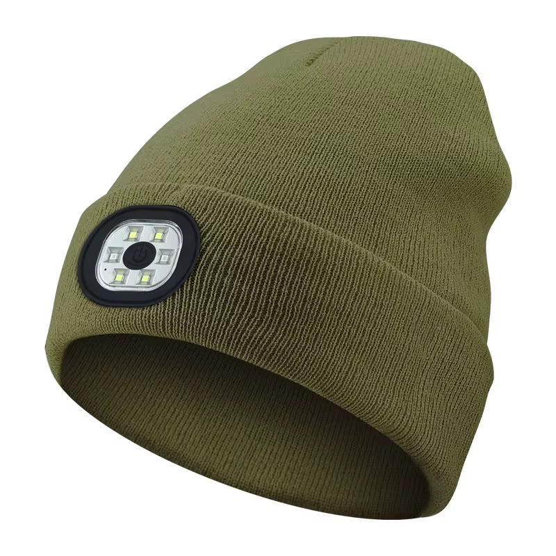Versatile 3-in-1 Bluetooth Beanie with LED Light & Cordless Headphones - Unisex, USB Rechargeable