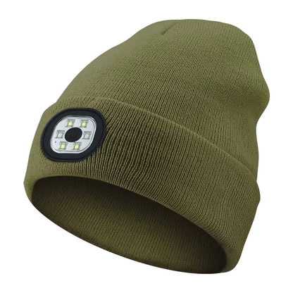 Versatile 3-in-1 Bluetooth Beanie with LED Light & Cordless Headphones - Unisex, USB Rechargeable