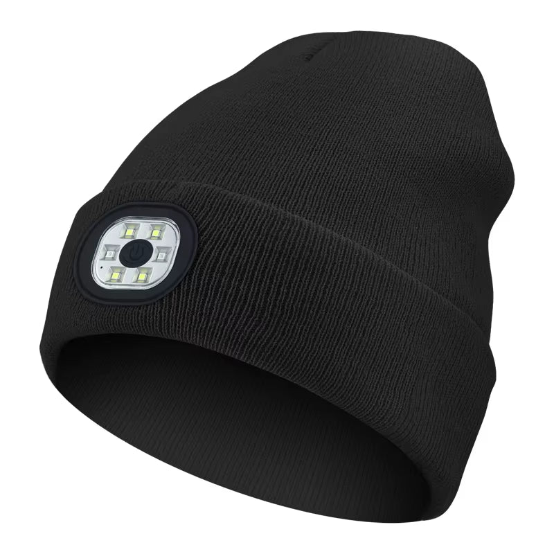 Versatile 3-in-1 Bluetooth Beanie with LED Light & Cordless Headphones - Unisex, USB Rechargeable