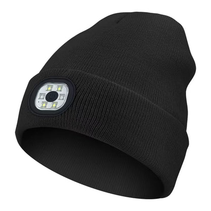 Versatile 3-in-1 Bluetooth Beanie with LED Light & Cordless Headphones - Unisex, USB Rechargeable