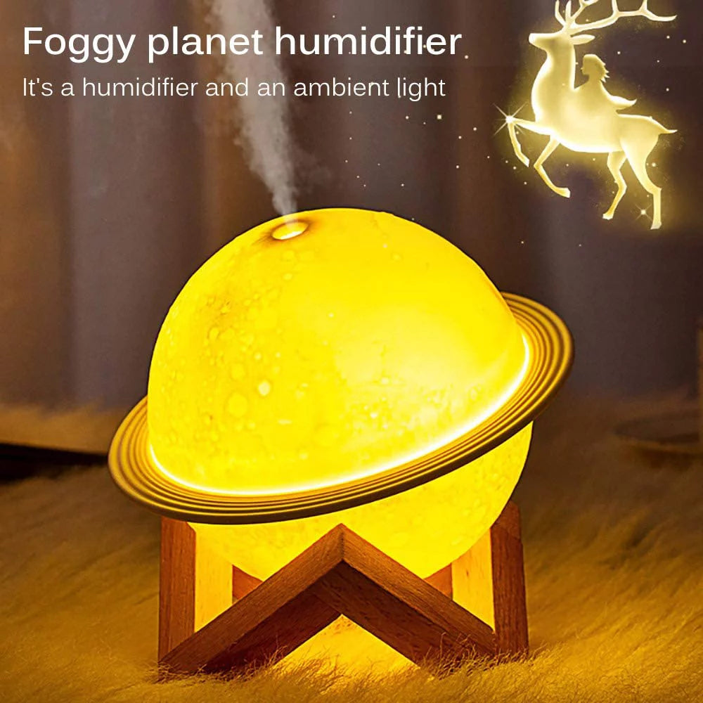 2-in-1 Moon Lamp Humidifier - 3D LED Night Light & USB Rechargeable Humidifier with Stand, Perfect Gift for Kids and Lovers, 330ml Capacity, Ideal Bedroom Home Decor