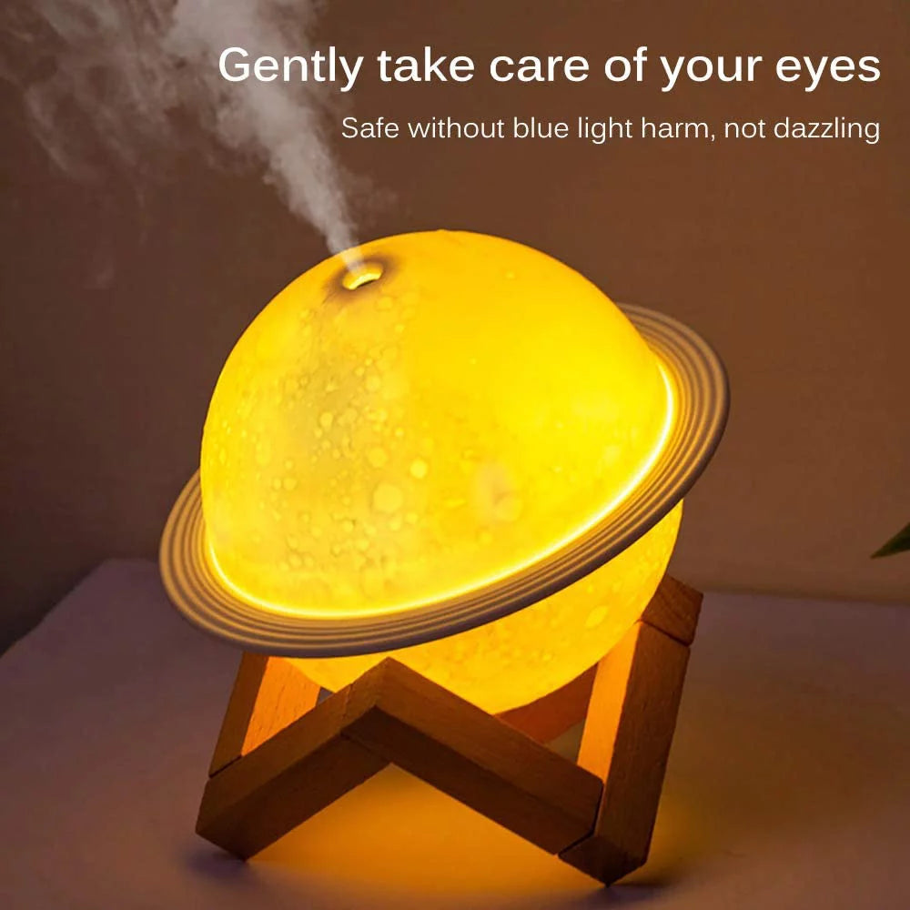 2-in-1 Moon Lamp Humidifier - 3D LED Night Light & USB Rechargeable Humidifier with Stand, Perfect Gift for Kids and Lovers, 330ml Capacity, Ideal Bedroom Home Decor