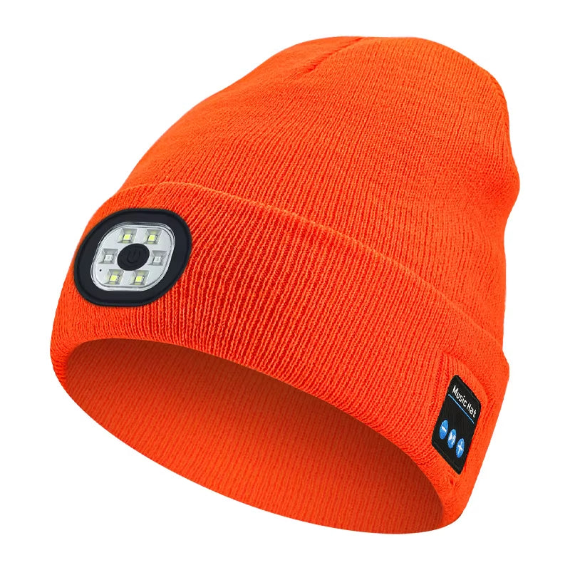 Versatile 3-in-1 Bluetooth Beanie with LED Light & Cordless Headphones - Unisex, USB Rechargeable