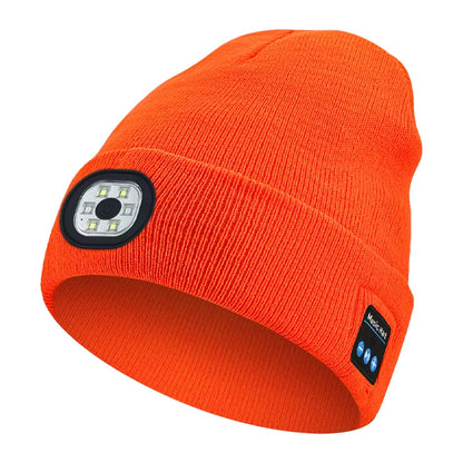 Versatile 3-in-1 Bluetooth Beanie with LED Light & Cordless Headphones - Unisex, USB Rechargeable