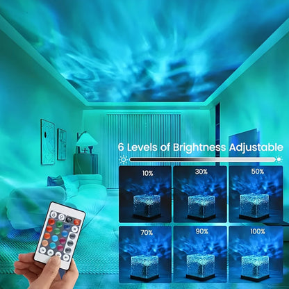 Night Light Projector - 5 Brightness Levels, 16 RGB Colors, Remote-Controlled Portable Bedside Lamp for Bedroom, Nursery, and Bathroom