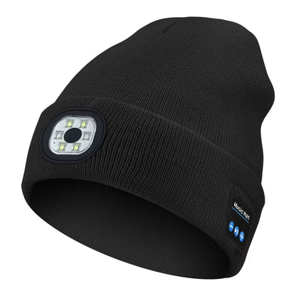 Versatile 3-in-1 Bluetooth Beanie with LED Light & Cordless Headphones - Unisex, USB Rechargeable