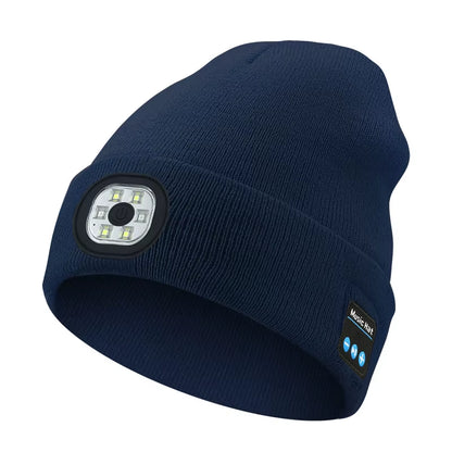 Versatile 3-in-1 Bluetooth Beanie with LED Light & Cordless Headphones - Unisex, USB Rechargeable