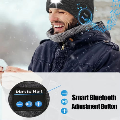 Versatile 3-in-1 Bluetooth Beanie with LED Light & Cordless Headphones - Unisex, USB Rechargeable