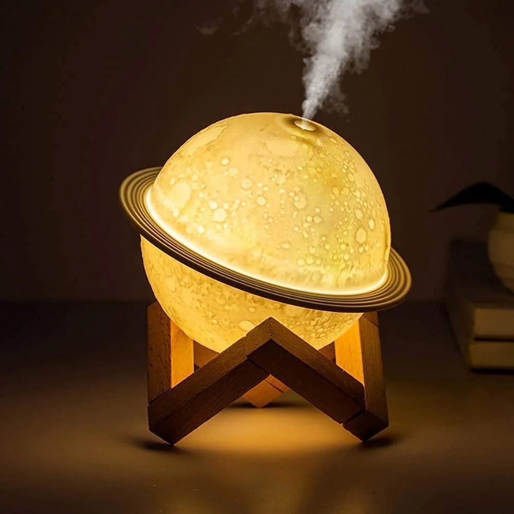 2-in-1 Moon Lamp Humidifier - 3D LED Night Light & USB Rechargeable Humidifier with Stand, Perfect Gift for Kids and Lovers, 330ml Capacity, Ideal Bedroom Home Decor