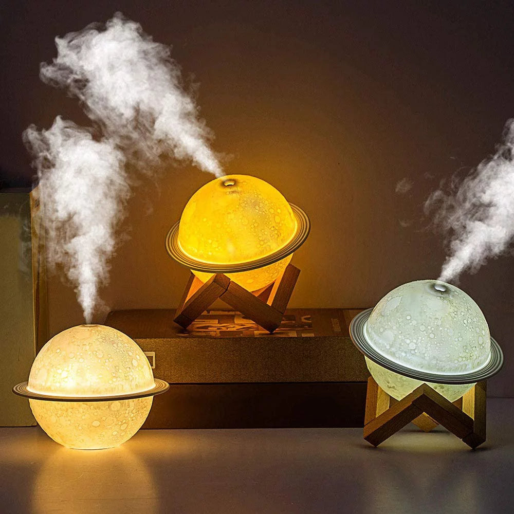 2-in-1 Moon Lamp Humidifier - 3D LED Night Light & USB Rechargeable Humidifier with Stand, Perfect Gift for Kids and Lovers, 330ml Capacity, Ideal Bedroom Home Decor