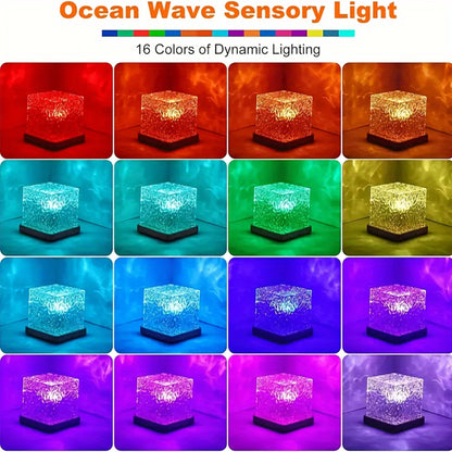 Night Light Projector - 5 Brightness Levels, 16 RGB Colors, Remote-Controlled Portable Bedside Lamp for Bedroom, Nursery, and Bathroom