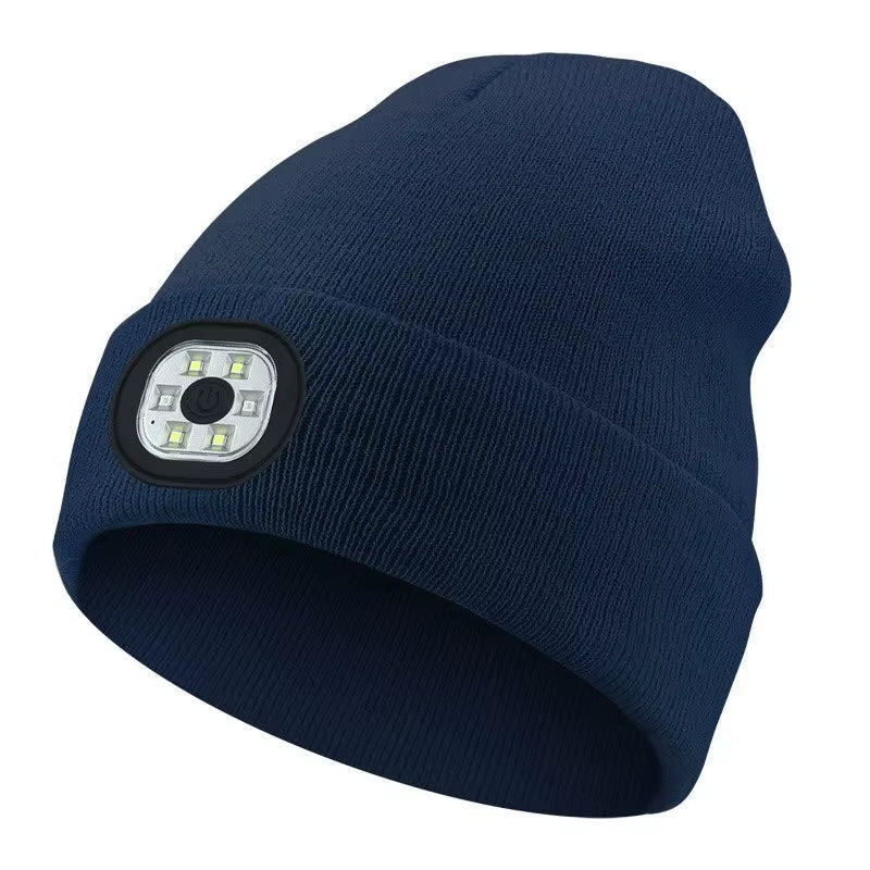 Versatile 3-in-1 Bluetooth Beanie with LED Light & Cordless Headphones - Unisex, USB Rechargeable