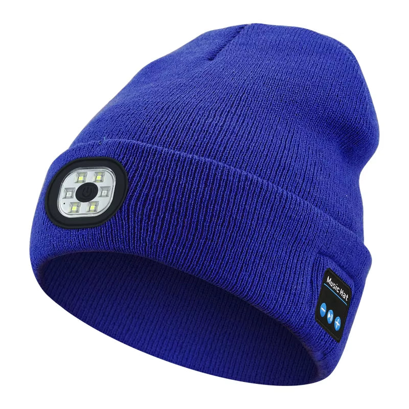 Versatile 3-in-1 Bluetooth Beanie with LED Light & Cordless Headphones - Unisex, USB Rechargeable